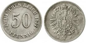 Reichskleinmünzen, 50 Pfennig kleiner Adler, Silber 1875-1877
1877 H. sehr schön