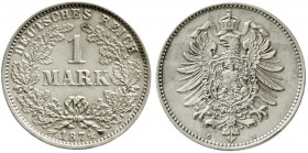 Reichskleinmünzen, 1 Mark kleiner Adler, Silber 1873-1887
1874 G. vorzüglich/Stempelglanz