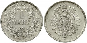 Reichskleinmünzen, 1 Mark kleiner Adler, Silber 1873-1887
1886 F. vorzüglich/Stempelglanz