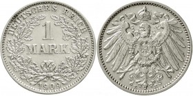 Reichskleinmünzen, 1 Mark großer Adler, Silber 1891-1916
1909 E. sehr schön/vorzüglich