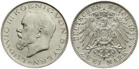 Reichssilbermünzen J. 19-178, Bayern, Ludwig III., 1913-1918
2 Mark 1914 D. vorzüglich/Stempelglanz