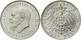Reichssilbermünzen J. 19-178, Bayern, Ludwig III., 1913-1918
3 Mark 1914 D. prägefrisch/fast Stempelglanz