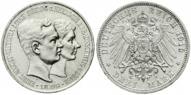 Reichssilbermünzen J. 19-178, Braunschweig, Ernst August, 1913-1916
3 Mark 1915 A. Mit Lüneburg. 
prägefrisch/fast Stempelglanz