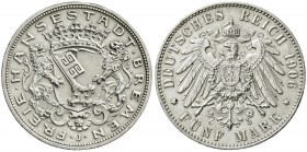 Reichssilbermünzen J. 19-178, Bremen
5 Mark 1906 J. vorzüglich