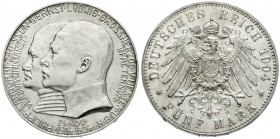 Reichssilbermünzen J. 19-178, Hessen, Ernst Ludwig, 1892-1918
5 Mark 1904. Zum 400. Geburtstag. 
vorzüglich, kl. Randfehler