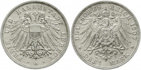 Reichssilbermünzen J. 19-178, Lübeck
3 Mark 1909 A. vorzüglich