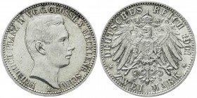 Reichssilbermünzen J. 19-178, Mecklenburg-Schwerin, Friedrich Franz IV., 1897-1918
2 Mark 1901 A. fast Stempelglanz