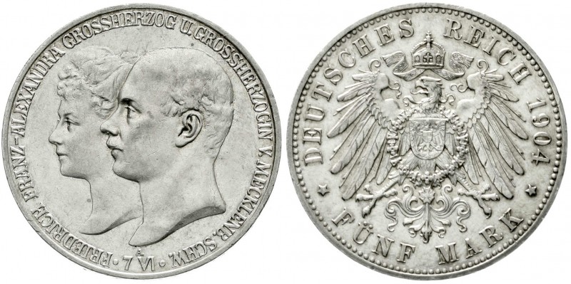 Reichssilbermünzen J. 19-178, Mecklenburg-Schwerin, Friedrich Franz IV., 1897-19...