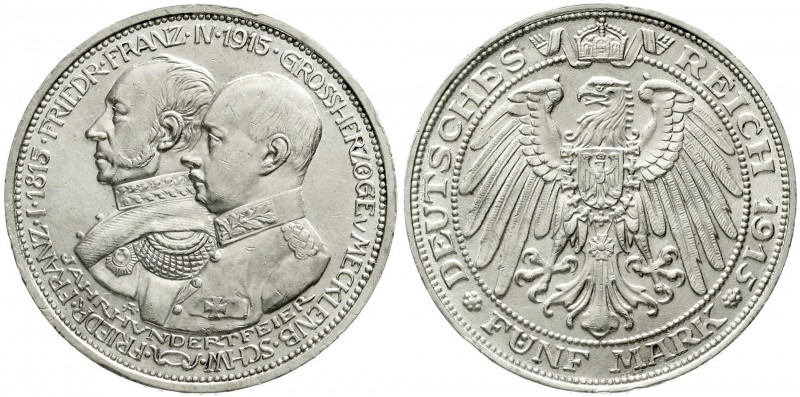 Reichssilbermünzen J. 19-178, Mecklenburg-Schwerin, Friedrich Franz IV., 1897-19...