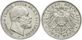 Reichssilbermünzen J. 19-178, Oldenburg, Nicolaus Friedrich Peter, 1853-1900
2 Mark 1891 A. gutes vorzüglich