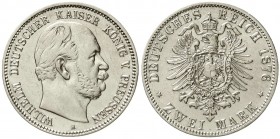 Reichssilbermünzen J. 19-178, Preußen, Wilhelm I., 1861-1888
2 Mark 1876 A. gutes vorzüglich, leicht berieben