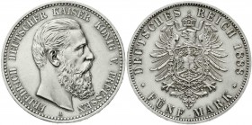 Reichssilbermünzen J. 19-178, Preußen, Friedrich III., 1888
5 Mark 1888 A. prägefrisch