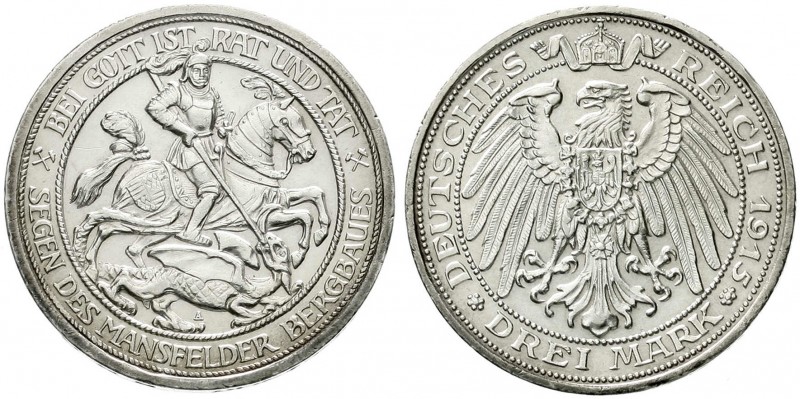 Reichssilbermünzen J. 19-178, Preußen, Wilhelm II., 1888-1918
3 Mark 1915 A. Ma...