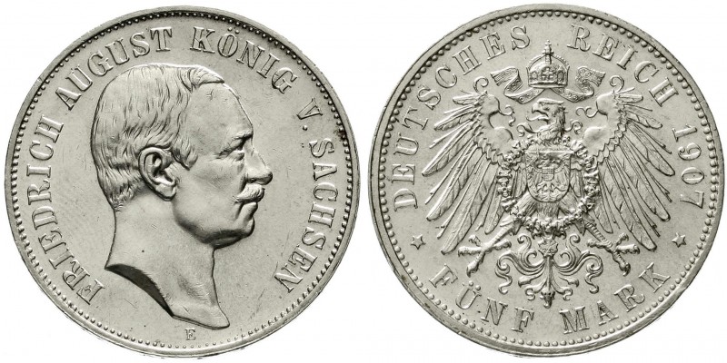 Reichssilbermünzen J. 19-178, Sachsen, Friedrich August III., 1904-1918
5 Mark ...