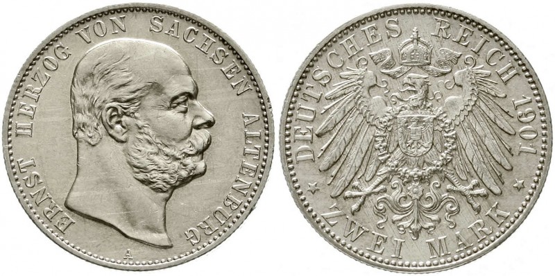 Reichssilbermünzen J. 19-178, Sachsen-Altenburg, Ernst, 1853-1908
2 Mark 1901 A...