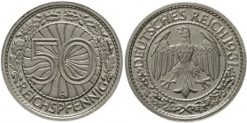 Weimarer Republik, Kursmünzen, 50 Reichspfennig, Nickel 1927-1938
1931 A. Polierte Platte