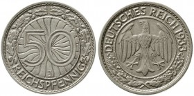 Weimarer Republik, Kursmünzen, 50 Reichspfennig, Nickel 1927-1938
1933 J. sehr schön