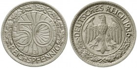 Weimarer Republik, Kursmünzen, 50 Reichspfennig, Nickel 1927-1938
1936 J. sehr schön/vorzüglich