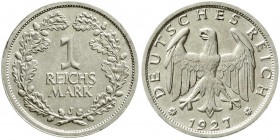 Weimarer Republik, Kursmünzen, 1 Reichsmark, Silber 1925-1927
1927 J. vorzüglich/Stempelglanz