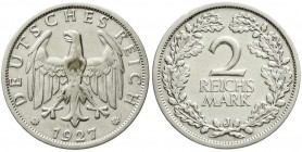Weimarer Republik, Kursmünzen, 2 Reichsmark, Silber 1925-1931
1927 J. sehr schön, kl. Randfehler