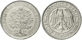 Weimarer Republik, Kursmünzen, 5 Reichsmark Eichbaum Silber 1927-1933
1931 A. vorzüglich