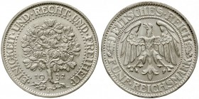 Weimarer Republik, Kursmünzen, 5 Reichsmark Eichbaum Silber 1927-1933
1932 F. vorzüglich/Stempelglanz