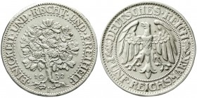 Weimarer Republik, Kursmünzen, 5 Reichsmark Eichbaum Silber 1927-1933
1932 F. sehr schön/vorzüglich, Schleifspur
