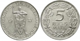Weimarer Republik, Gedenkmünzen, 5 Reichsmark Rheinlande
1925 A. vorzüglich/Stempelglanz