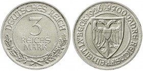 Weimarer Republik, Gedenkmünzen, 3 Reichsmark Lübeck
1926 A. vorzüglich