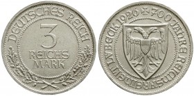 Weimarer Republik, Gedenkmünzen, 3 Reichsmark Lübeck
1926 A. sehr schön/vorzüglich