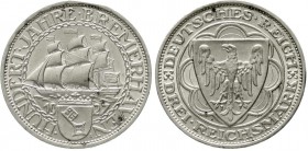 Weimarer Republik, Gedenkmünzen, 3 Reichsmark Bremerhaven
1927 A. gutes vorzüglich, Feilspur am Rand