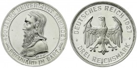Weimarer Republik, Gedenkmünzen, 3 Reichsmark Tübingen
1927 F. Polierte Platte, kl. Flecke