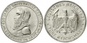 Weimarer Republik, Gedenkmünzen, 5 Reichsmark Tübingen
1927 F. gutes sehr schön, kl. Randfehler
