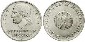 Weimarer Republik, Gedenkmünzen, 3 Reichsmark Lessing
1929 E. fast Stempelglanz