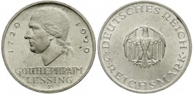 Weimarer Republik, Gedenkmünzen, 3 Reichsmark Lessing
1929 F. gutes vorzüglich