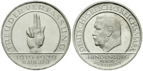 Weimarer Republik, Gedenkmünzen, 3 Reichsmark Schwurhand
1929 A. Polierte Platte, kl. Kratzer