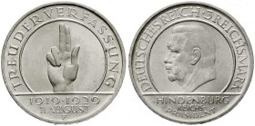 Weimarer Republik, Gedenkmünzen, 3 Reichsmark Schwurhand
1929 F. prägefrisch