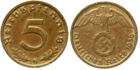 Drittes Reich, Klein/- und Kursmünzen, 5 Reichspfennig, messingf. 1936-1939
1936 G. sehr schön