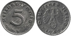 Drittes Reich, Klein/- und Kursmünzen, 5 Reichspfennig, Zink 1940-1944
1943 B. sehr schön/vorzüglich, selten