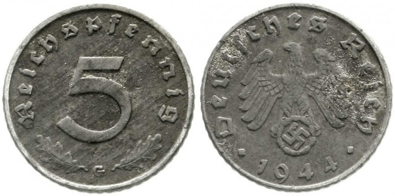 Drittes Reich, Klein/- und Kursmünzen, 5 Reichspfennig, Zink 1940-1944
1944 G. ...