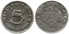 Drittes Reich, Klein/- und Kursmünzen, 5 Reichspfennig, Zink 1940-1944
1944 G. sehr schön, selten