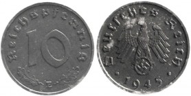 Drittes Reich, Klein/- und Kursmünzen, 10 Reichspfennig, Zink 1940-1945
1945 E. vorzüglich