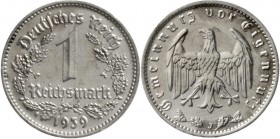 Drittes Reich, Klein/- und Kursmünzen, 1 Reichsmark, Nickel 1933-1939
1939 J. vorzüglich/Stempelglanz