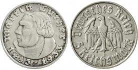 Drittes Reich, Gedenkmünzen, 5 Reichsmark Luther, 1933-1934
1933 D. sehr schön