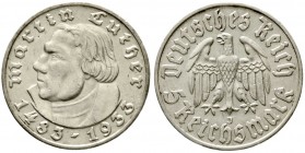 Drittes Reich, Gedenkmünzen, 5 Reichsmark Luther, 1933-1934
1933 J. vorzüglich