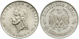 Drittes Reich, Gedenkmünzen, 2 Reichsmark Schiller 1934
1934 F. prägefrisch/fast Stempelglanz
