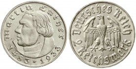 Drittes Reich, Gedenkmünzen, 2 Reichsmark Luther, 1933-1934
1933 E. vorzüglich/Stempelglanz
