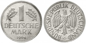 Münzen der Bundesrepublik Deutschland, Kursmünzen, 1 Deutsche Mark Kupfer/Nickel 1950-2001
1964 G. Polierte Platte, eingeschweißt