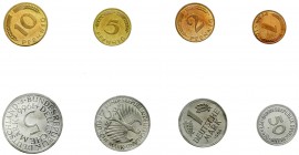 Münzen der Bundesrepublik Deutschland, Kursmünzensätze, 1 Pfennig - 5 Deutsche Mark, 1964-2001
1966 F, o.B.H. Auflage nur 450 Ex. 
Polierte Platte, ...