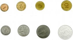 Münzen der Bundesrepublik Deutschland, Kursmünzensätze, 1 Pfennig - 5 Deutsche Mark, 1964-2001
1968 G. 2 Pf. Kupfer, o.B.H. 
Polierte Platte
